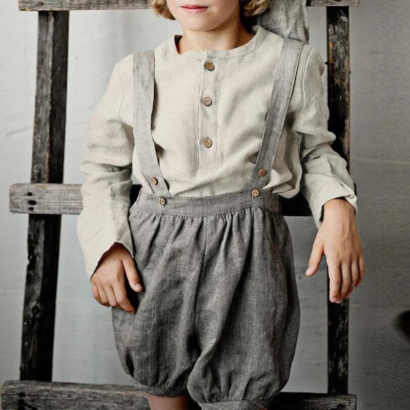 Chemise décontractée en coton et lin pour enfants, nouvelle collection automne 2026, style rétro Mor