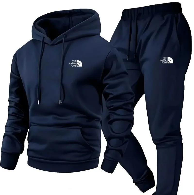 Ensemble décontracté deux pièces pour homme, automne et hiver, sweat-shirt à capuche et pantalon ave
