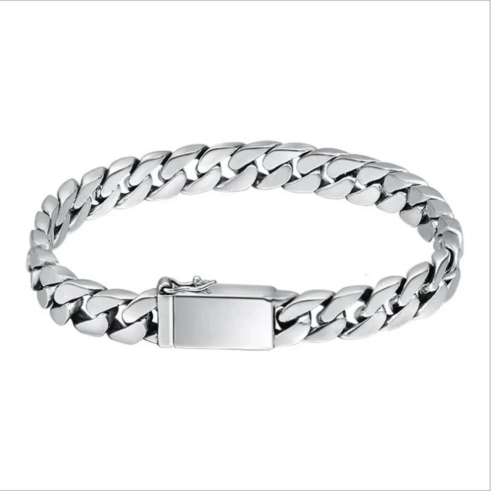 Bracelet en argent Sterling 100% S925, 8MM, Punk, bijoux en argent S925, ne se décolore jamais, cert