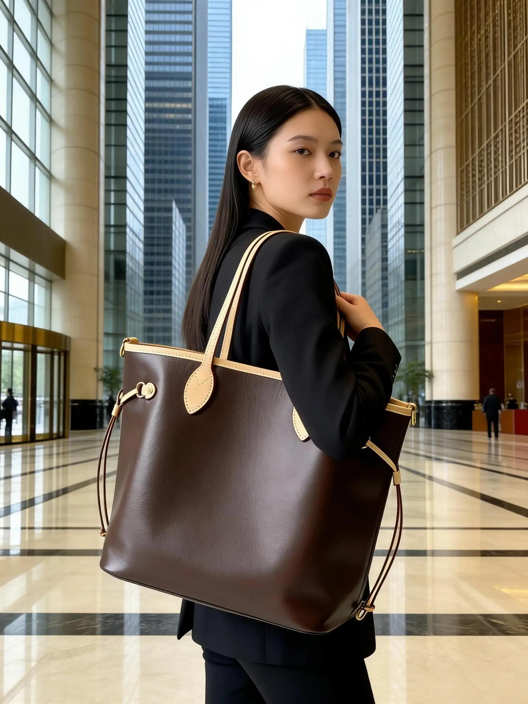 Sac à main en cuir haut de gamme, sac fourre-tout de bureau pour femme, sac de créateur de luxe