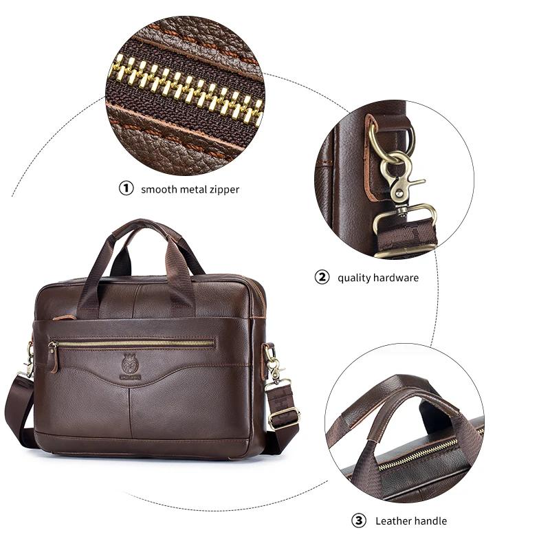 Porte-documents de luxe en cuir véritable pour homme, sac pour ordinateur portable 15,6 pouces, sac