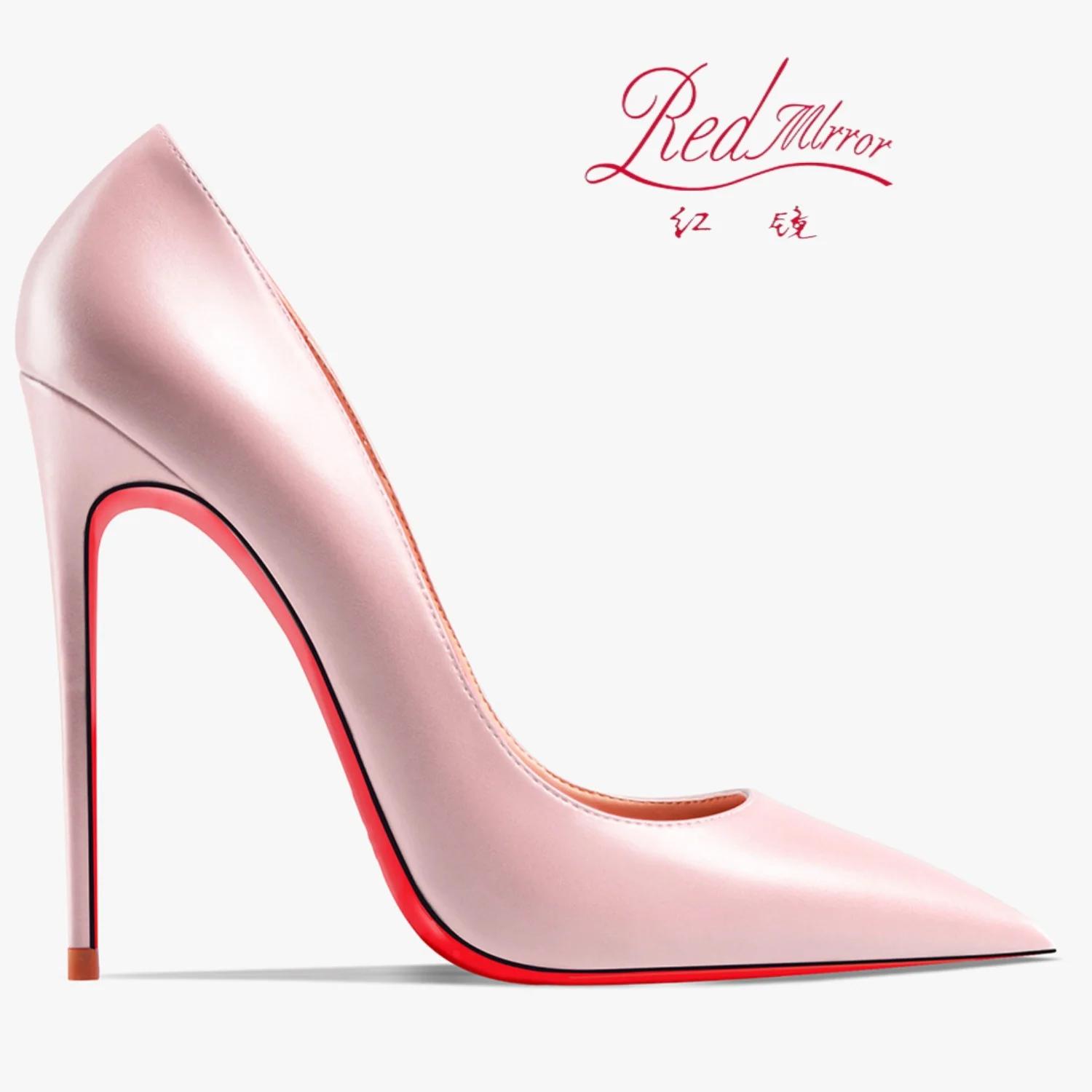 Chaussures pour femmes 2025 tendance en cuir de luxe fond rouge talons hauts 12 cm bout pointu escar