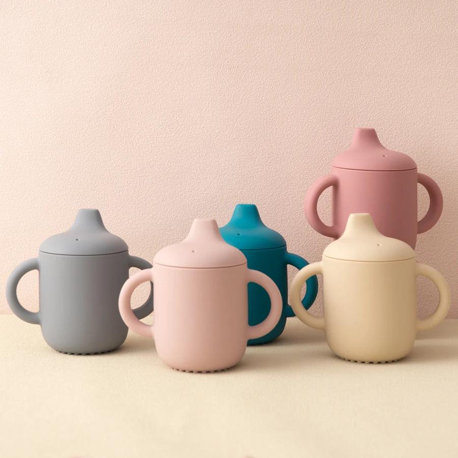 Tasse de paille en Silicone pour bébé, 1 pièce, deux couvercles, sans BPA, stockage Portable, conten