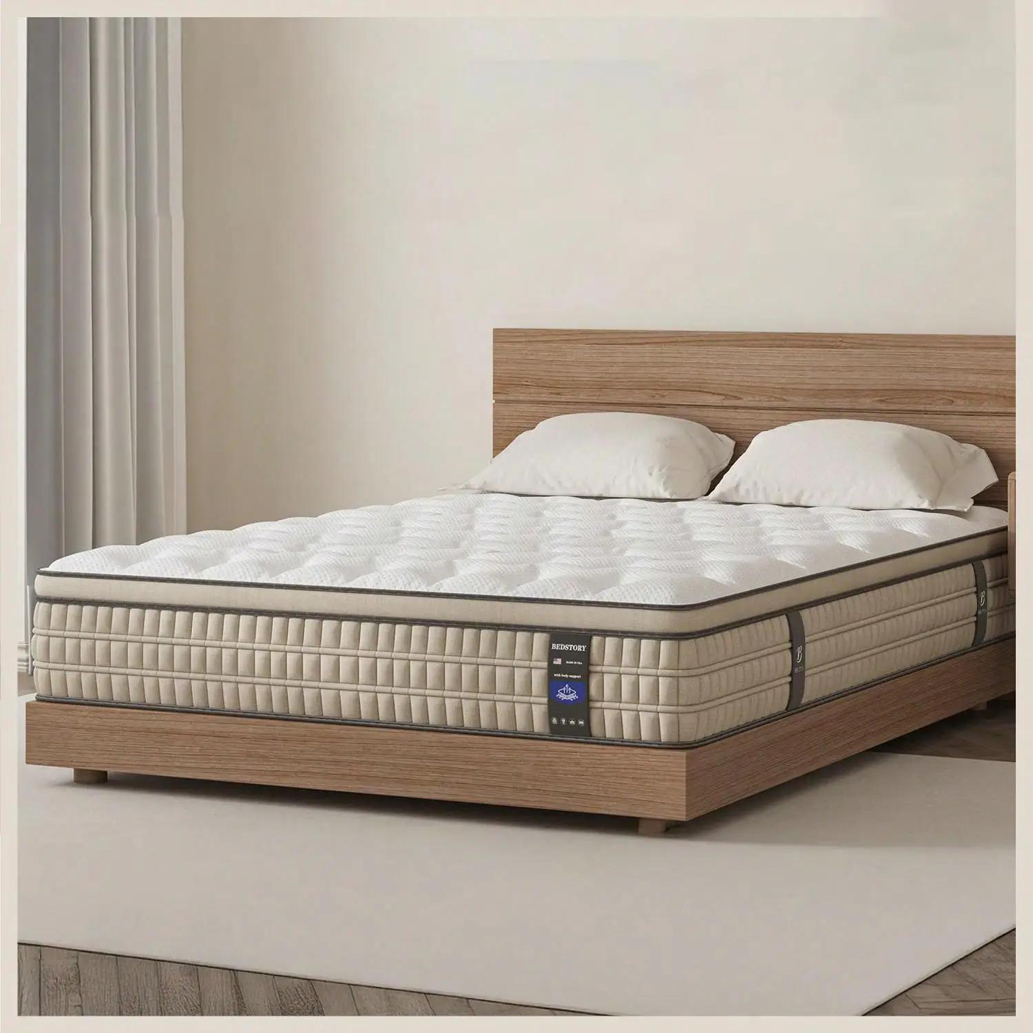 BedStory-Matelas en mousse à mémoire de forme, 12 pouces, gel hybride Full/King, taille Queen avec t