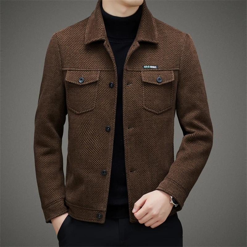 Manteau épais et décontracté pour hommes, veste tendance à revers de haute qualité, nouvelle collect