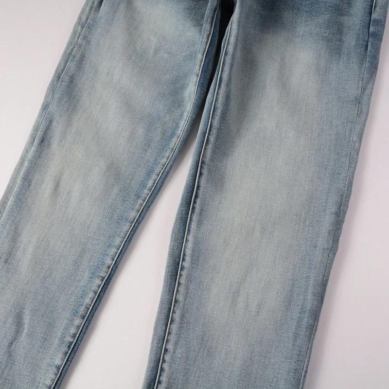 Jean classique en Denim extensible bleu clair pour hommes, Streetwear Vintage déchiré en coton, pant