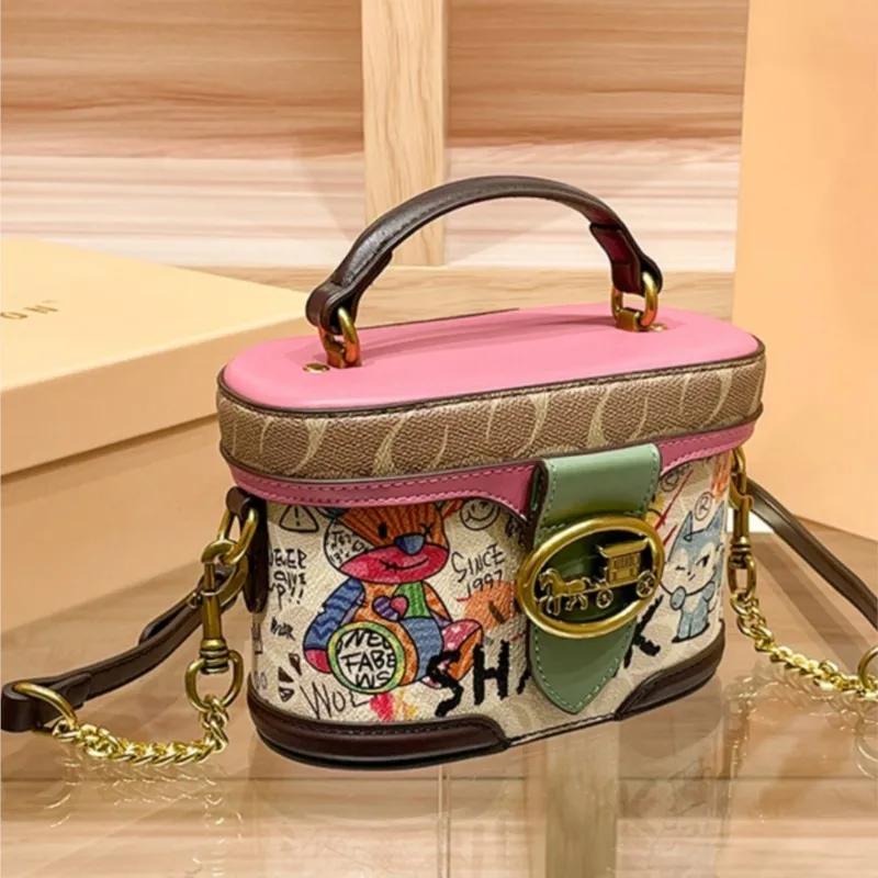 Sac à main pour femme, sac à chaîne haut de gamme, sac chariot rétro pour femme, sac cylindrique à b
