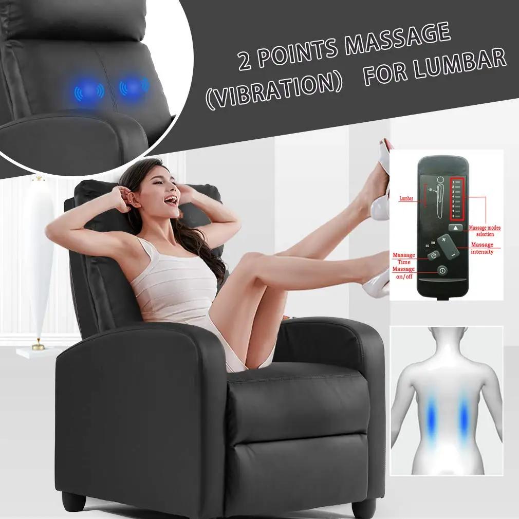 | Fauteuil inclinable | Fonction de massage à 2 points avec soutien lombaire, dossier inclinable