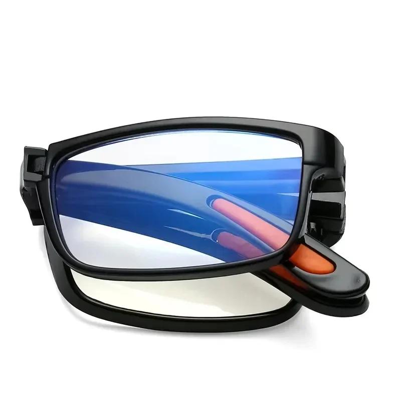 Lunettes de lecture pliantes avec étui, Anti-lumière bleue, presbytie rétro unisexe, lunettes de poc