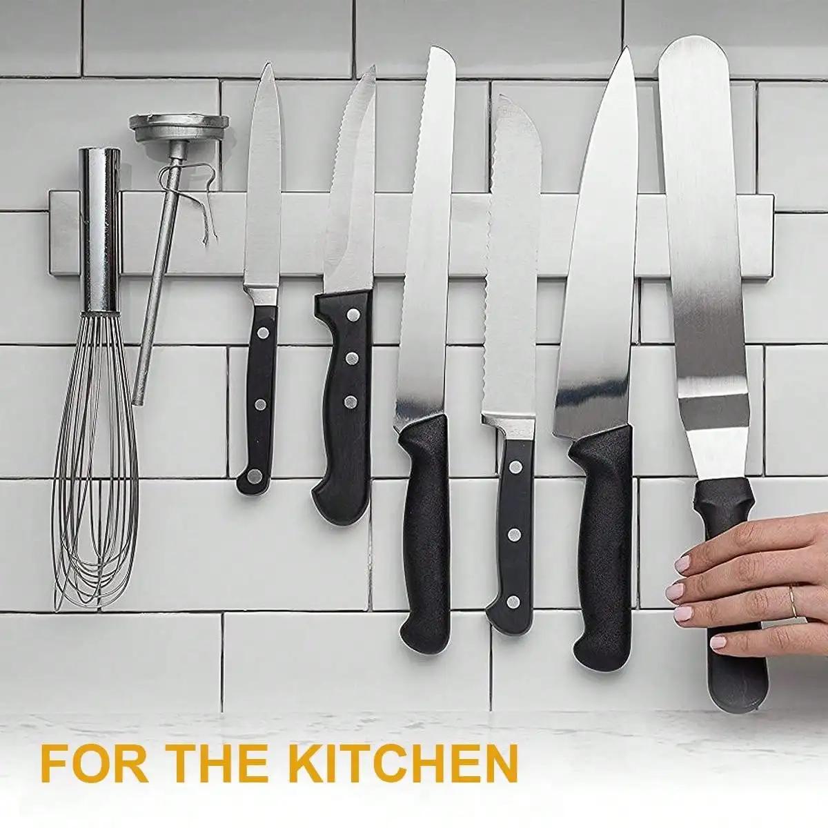 Leeseph Porte-couteau magnétique pour mur, porte-couteaux à bande magnétique polyvalente en acier in
