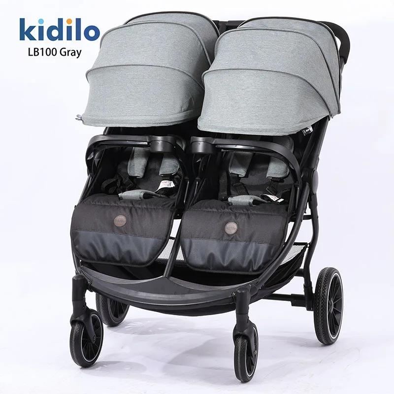 La poussette double tout-en-un peut s'asseoir ou s'allonger, poussette pour bébé légère et pliable a