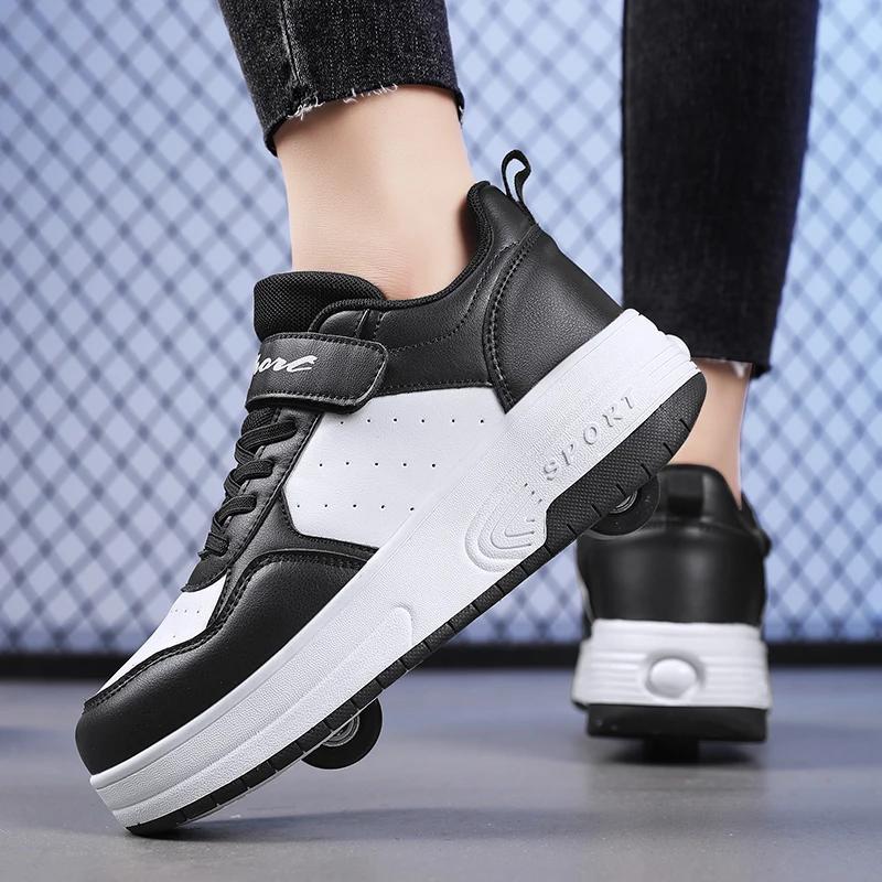 Chaussures de patins à roulettes de Sport pour enfants à deux roues en cuir ultra-léger pour enfants