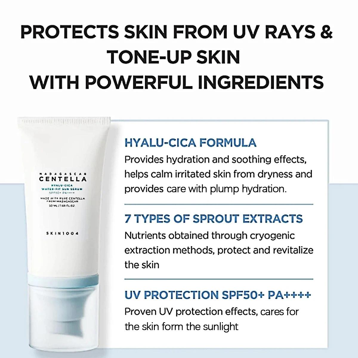 SKIN1004 Madagascar Centella Hyalu-Cica sérum solaire imperméable SPF50 + PA +++, doux, haute Protec
