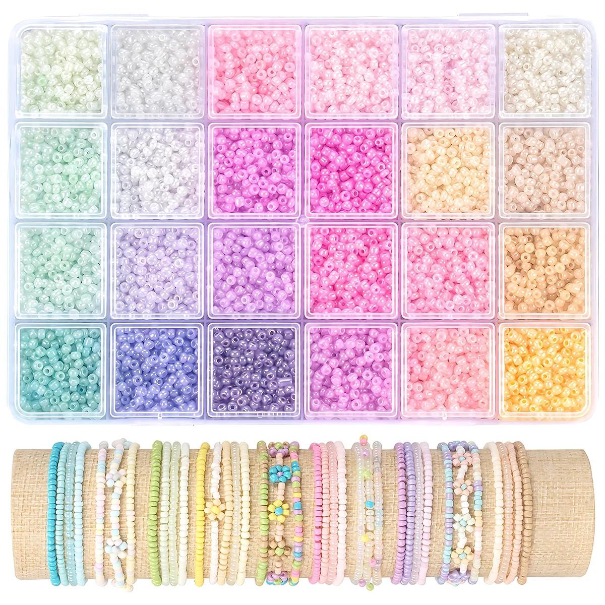 Kit d'assortiment de perles de rocaille en verre 24 couleurs, 2/3/4mm 12000/5760/2400 pièces de perl
