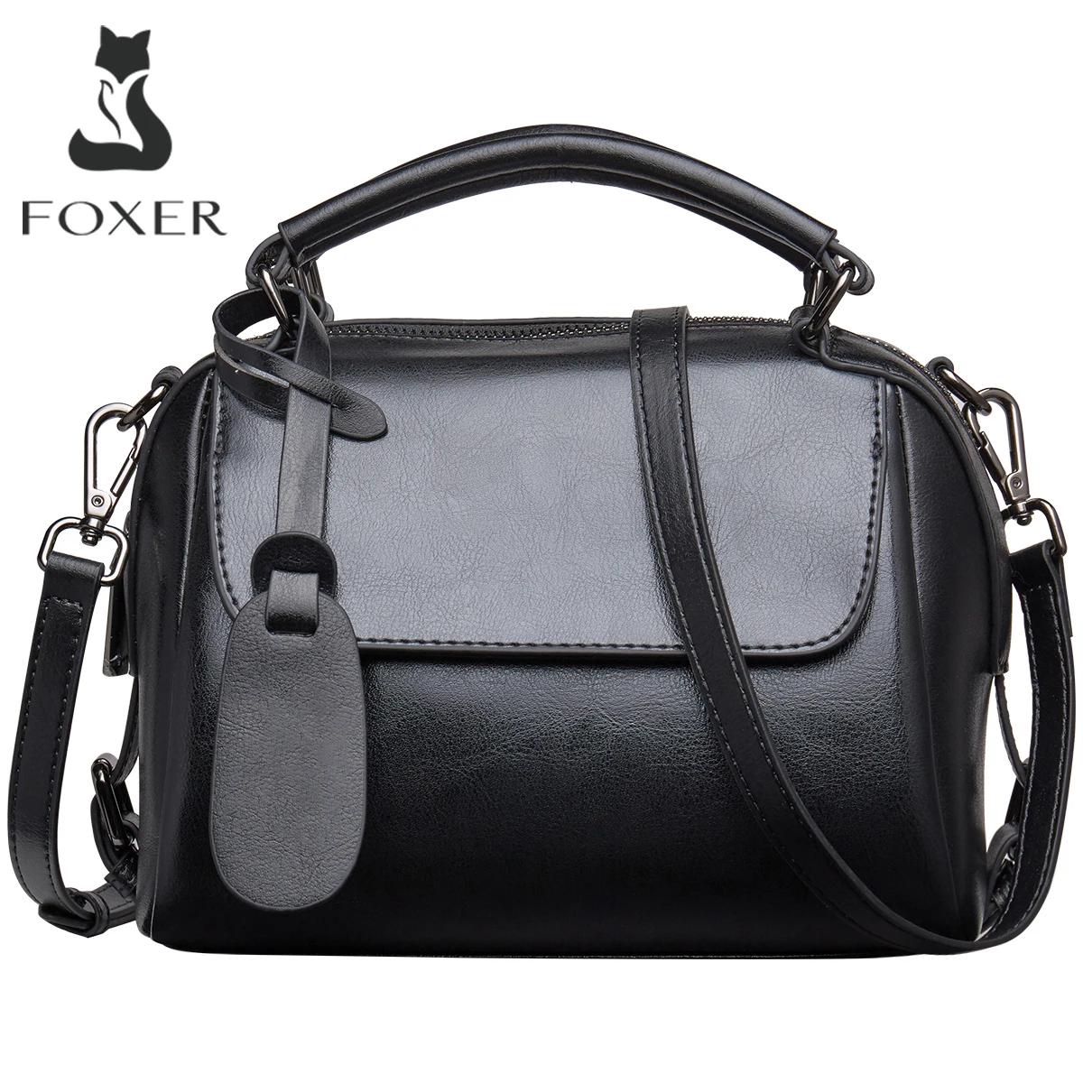 Sac à main de luxe FOXER en cuir fendu pour femme, sac à bandoulière rétro décontracté, sac à poigné