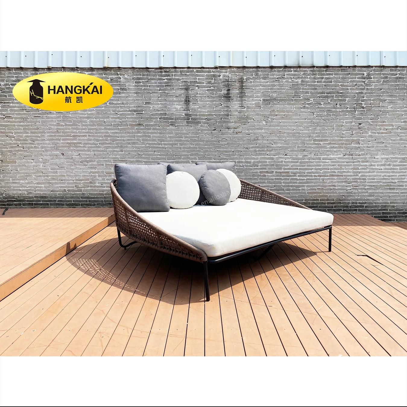 Jardin hôtel piscine Patio balcon meubles en aluminium brossé corde tissé chaise longue loisirs de p