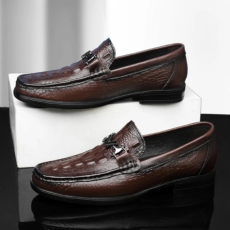Mocassins d'été en cuir véritable pour hommes, chaussures décontractées pour adultes, chaussures de