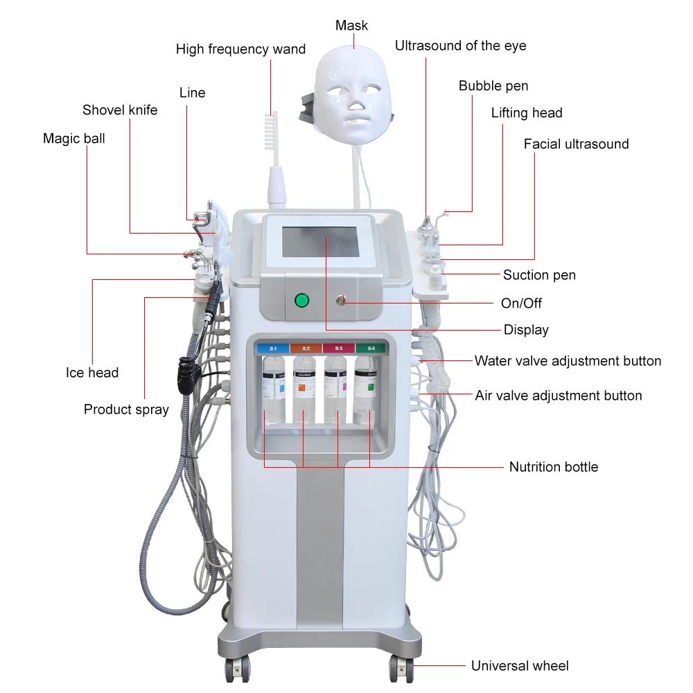 Hydro Machine à oxygène et eau 12 en 1, Lifting du visage, nettoyage en profondeur, Dermabrasion, Pe