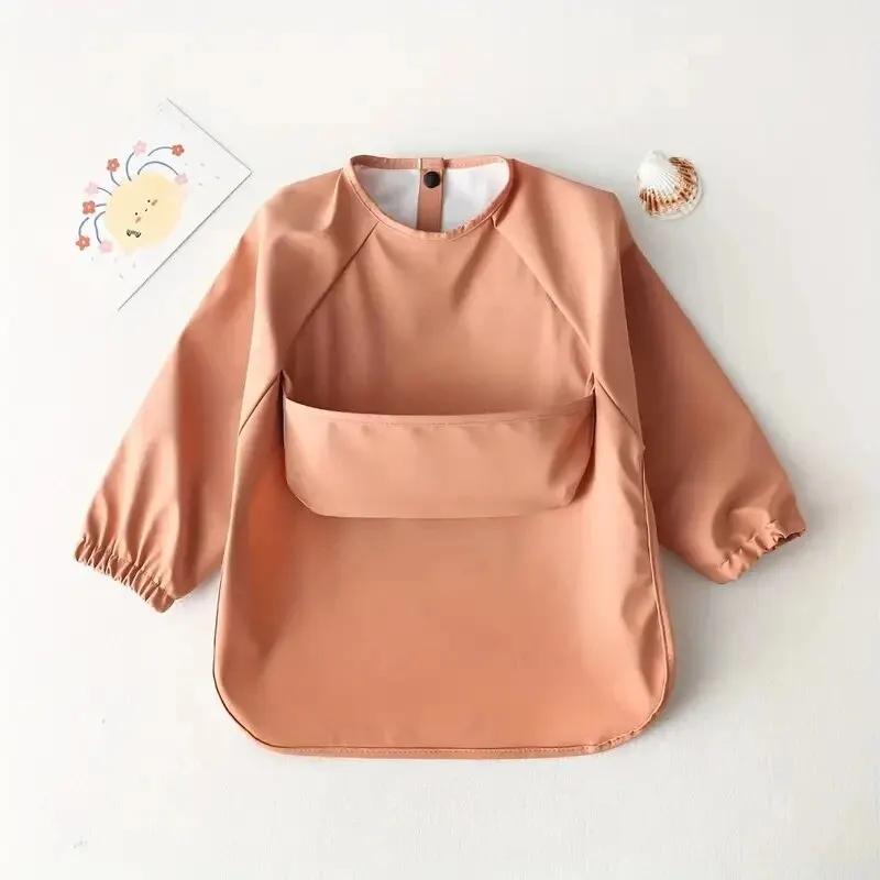 Tablier d'alimentation imperméable à manches longues pour bébé, bavette d'art, blouse de peinture de