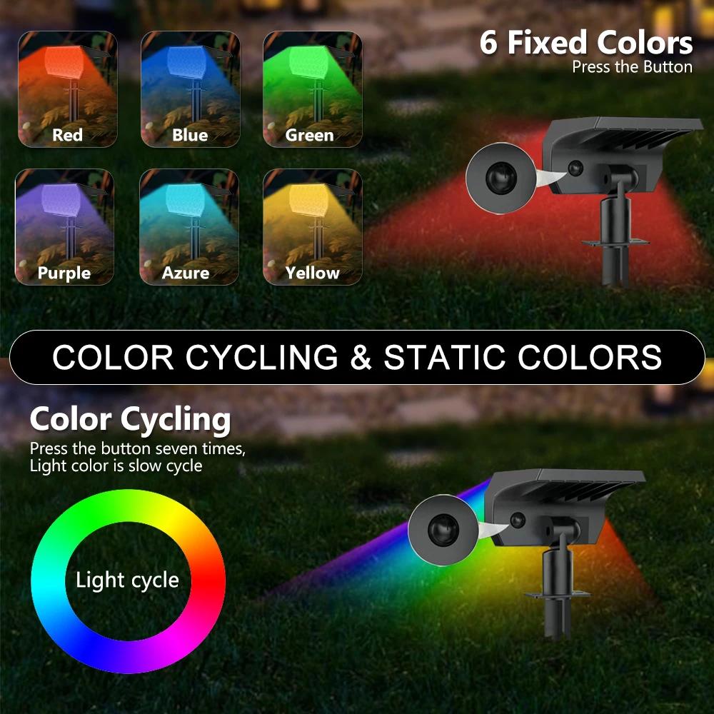Projecteur solaire extérieur RVB, 37 LED, 20LED, spot de paysage, 62 appliques murales, étanche, cha