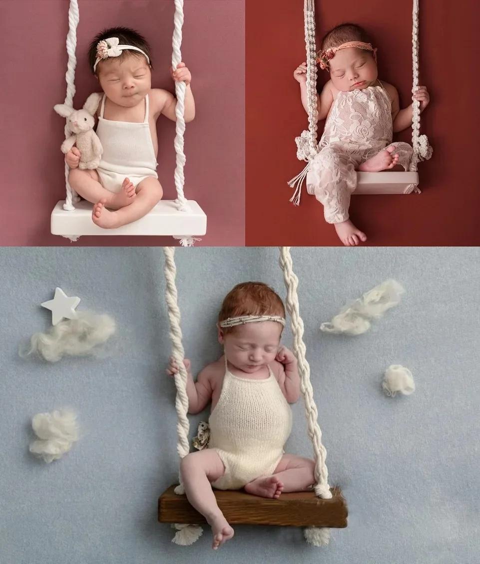 Accessoires de photographie pour bébé, chaise pivotante pour nouveau-né, meubles en bois pour nourri