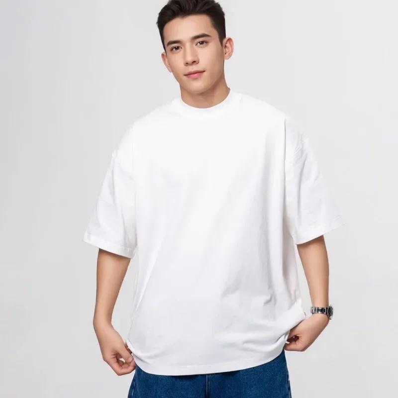 Heavy Wight 425 grammes hommes T-Shirt coton demi manches Brathable haute qualité col rond hauts bas