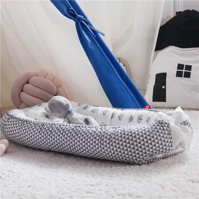 Lit nid pour bébé 85x50cm, avec oreiller, berceau Portable, lit de voyage, berceau en coton pour nou