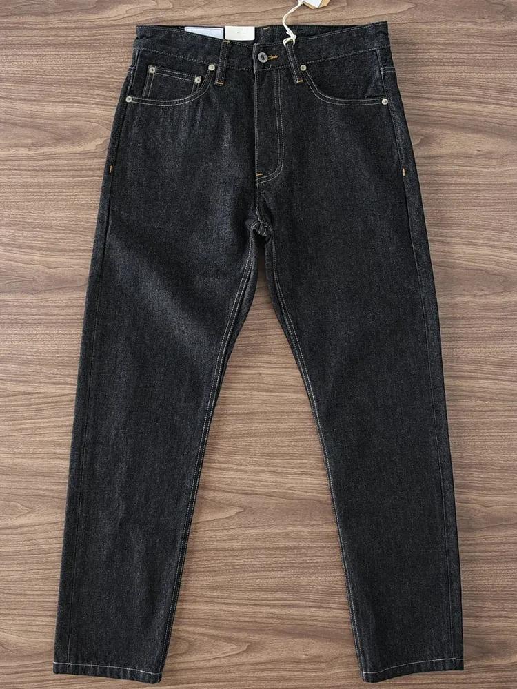 Jean en denim noir pour homme, 2024 coton lavé, pantalon droit lourd, rétro américain, document prim