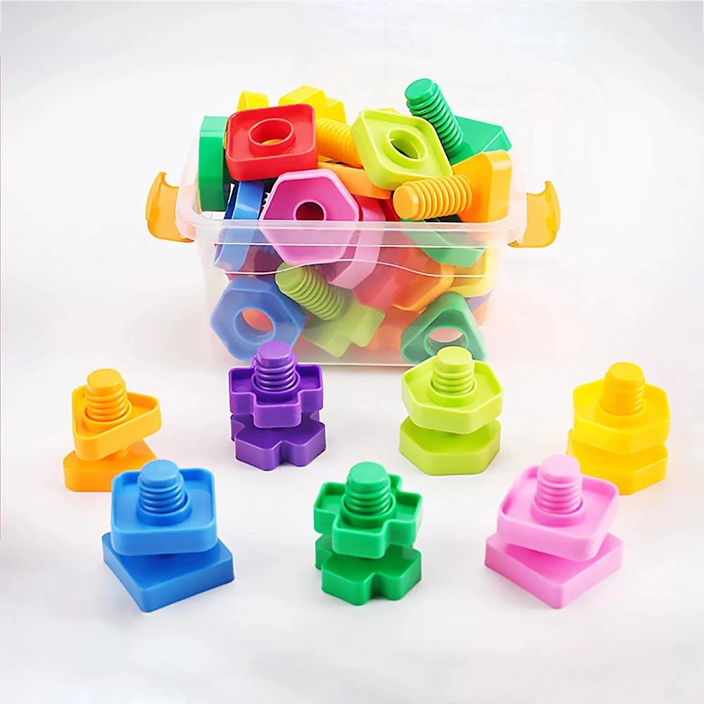 Ensemble de blocs de construction à vis, Puzzle en mosaïque créative, jouets pour enfants, insertion