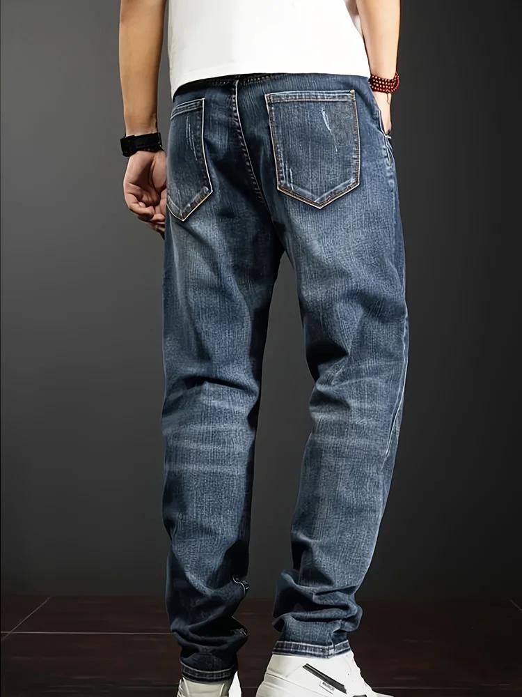 Jean extensible à jambes droites pour hommes, pantalons décontractés avec Design de personnalité, co