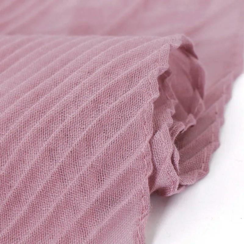 Écharpe plissée en coton pour femme, voile musulman, châle rond déformable, hijab islamique, grande