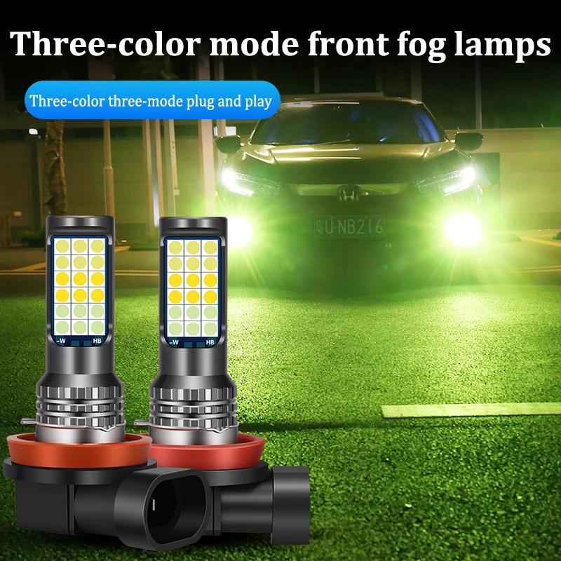 30W 3 couleurs Flash H8 H11 LED antibrouillard double couleurs LED antibrouillard 3030 36SMD H3 H7 H