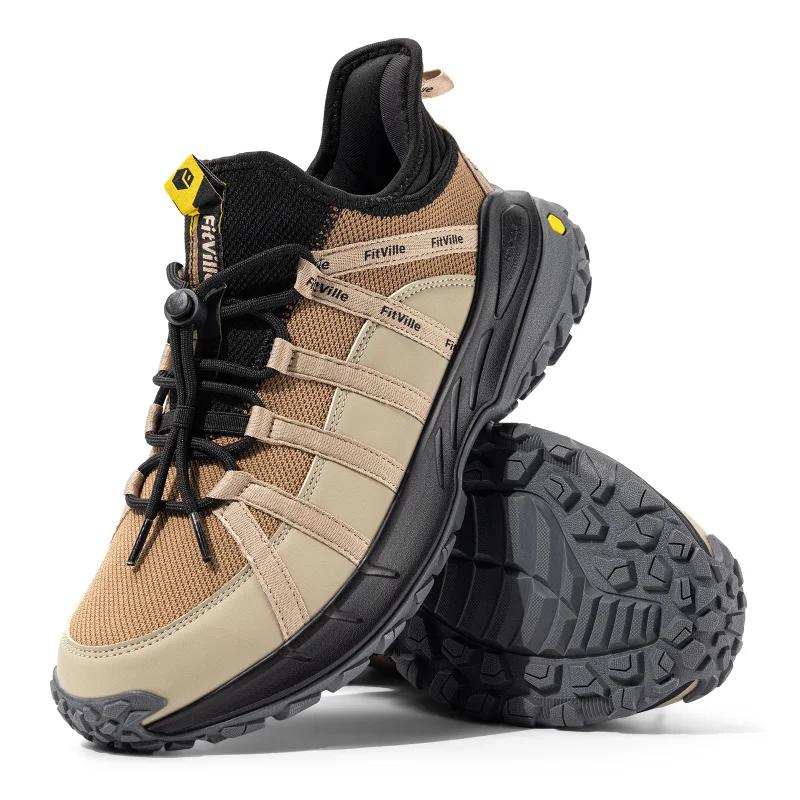 Chaussures de randonnée FitVille pour hommes, larges, à enfiler, pour la marche en extérieur, avec s