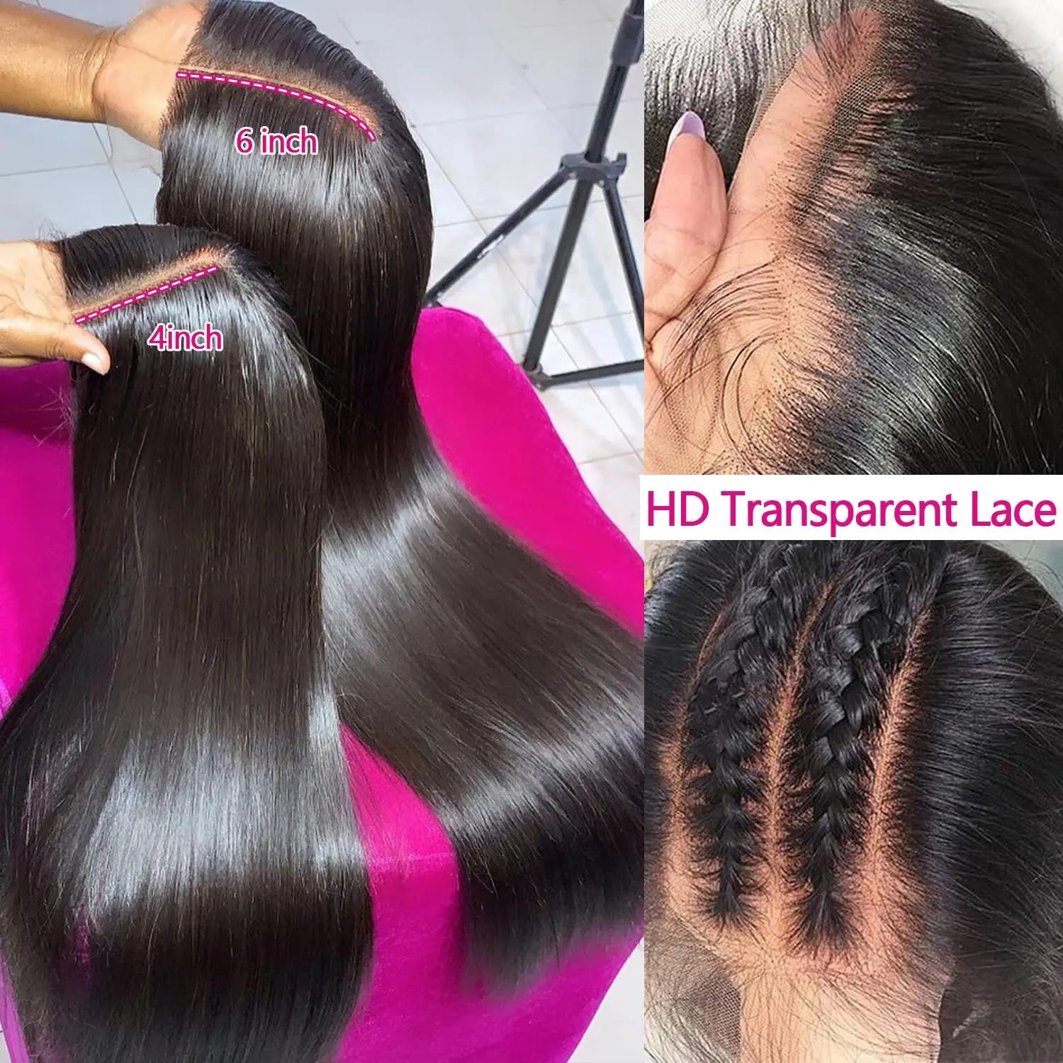 Sophia-Perruque Lace Front Wig 360 Naturelle, Cheveux Lisses, 13x6, 13x4, 4x4, 30 Pouces