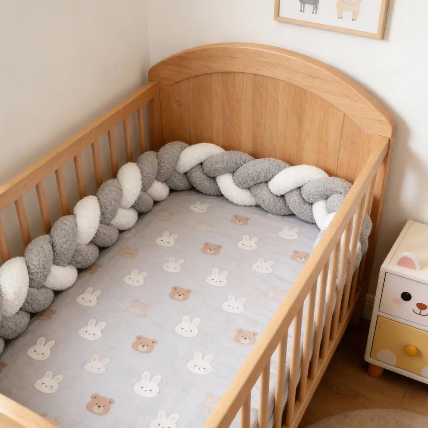 Tour de lit bébé tressé 1M 2M 3M 4M, protection de berceau et coussin de lit pour nourrisson, décora