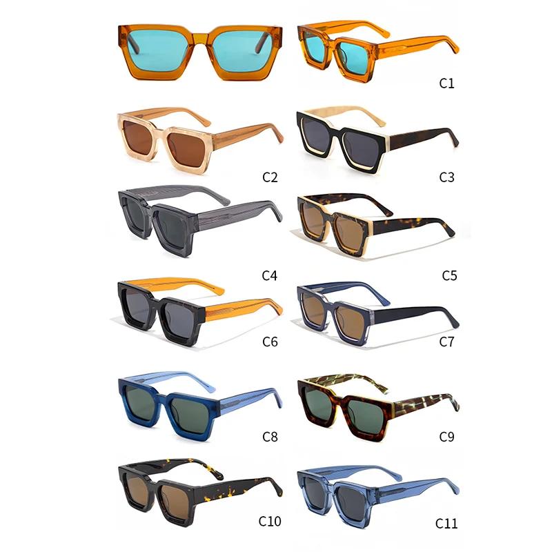 HBK TAC épais cristal acétate carré lunettes de soleil hommes haute qualité polarisé conduite lunett