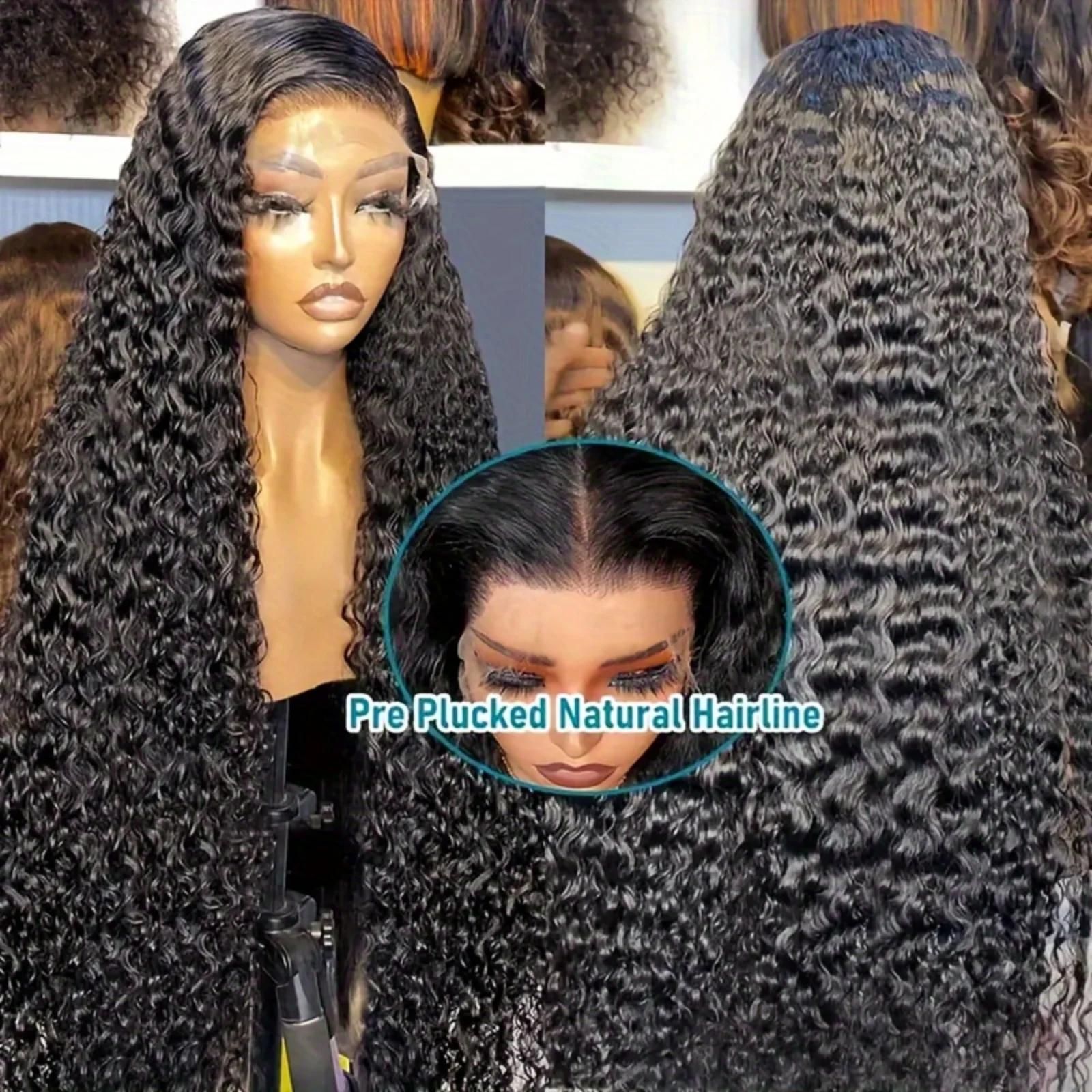 Perruque en cheveux humains Deep Wave avec dentelle frontale HD 13x6, sans colle, prête à porter, av