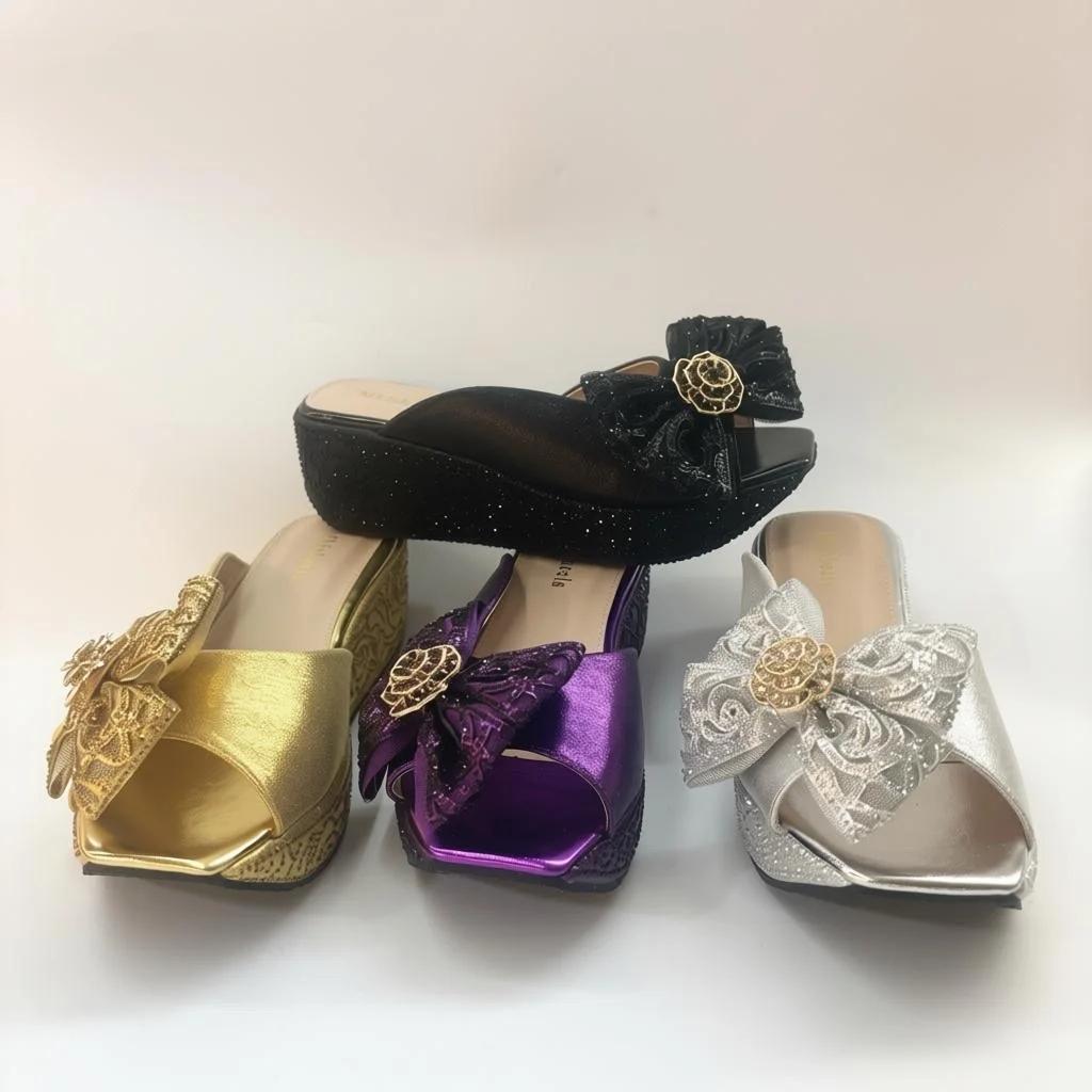 Dernier design – Chaussures de luxe à fleurs pour femmes, escarpins de soirée nigériens à talons hau