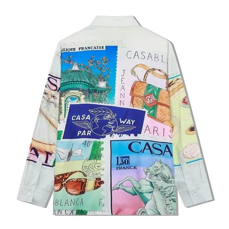  Chemise de rue raffinée pour hommes, imprimé Vintage, manches longues, léger, luxe, Cardigan urb