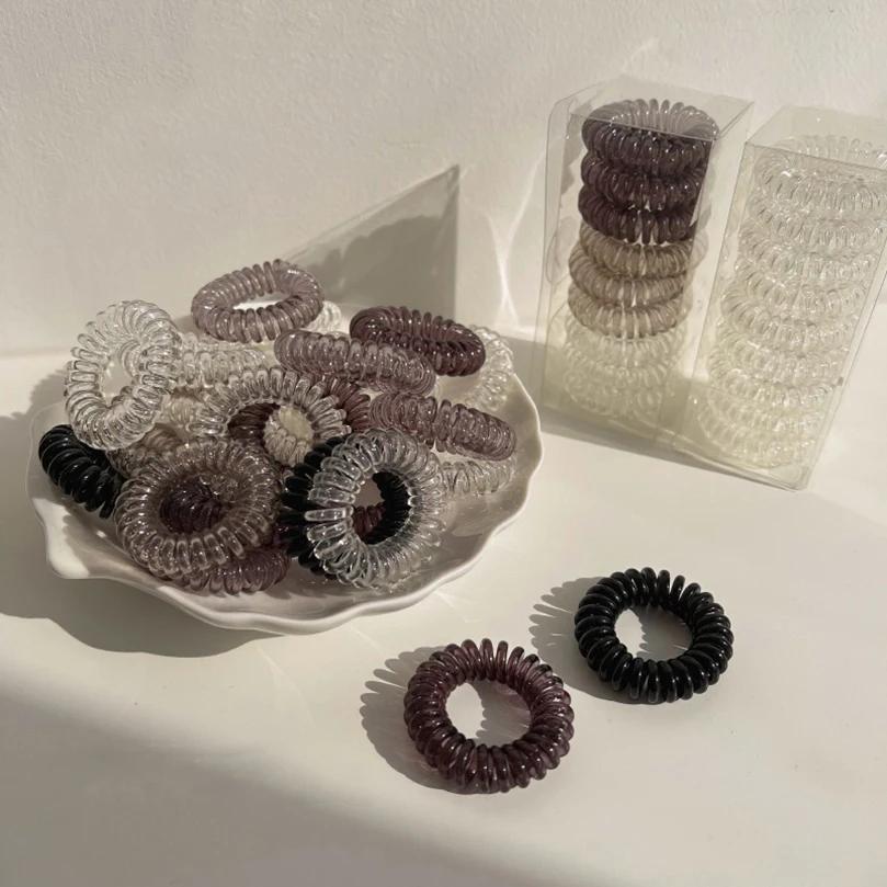 Bandes de cheveux élastiques en fil de téléphone, bandes de caoutchouc transparentes, attaches en sp