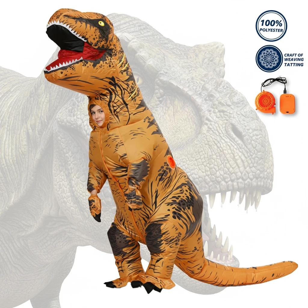 Costume Dinosaure T-Rex Gonflable pour Enfants Combinaison Amusante Unisexe pour Noël, Thanksgiving,