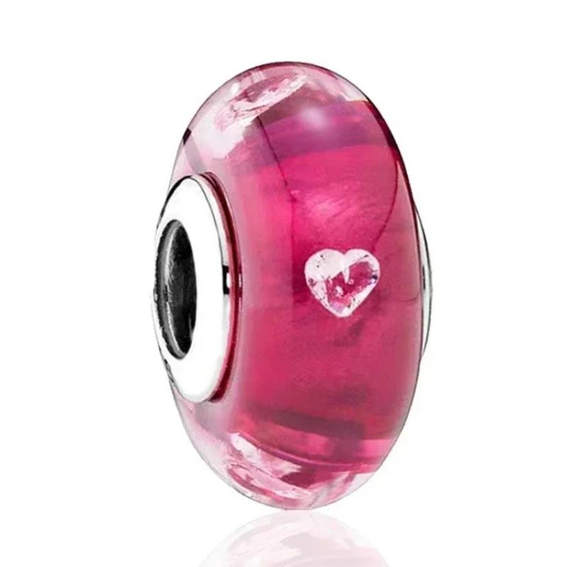 2025 classique 925 en argent Sterling couleur fleur feuille cosmique arc-en-ciel Murano verre breloq