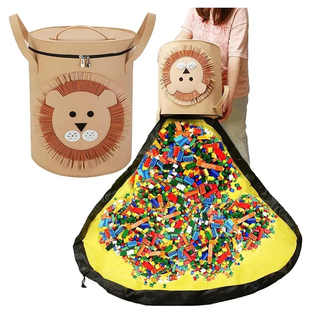 Sac de rangement pliable en feutre détachable pour jouets, organisateur d'animaux mignons, sacs à fe