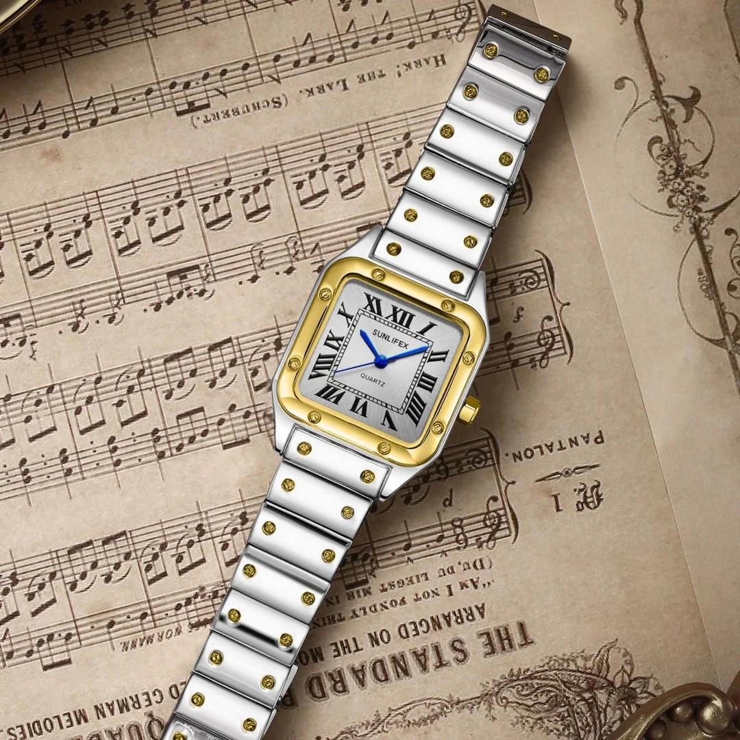 Carré femmes montres dames montre à Quartz femme montre-bracelet en acier inoxydable bracelet en bam