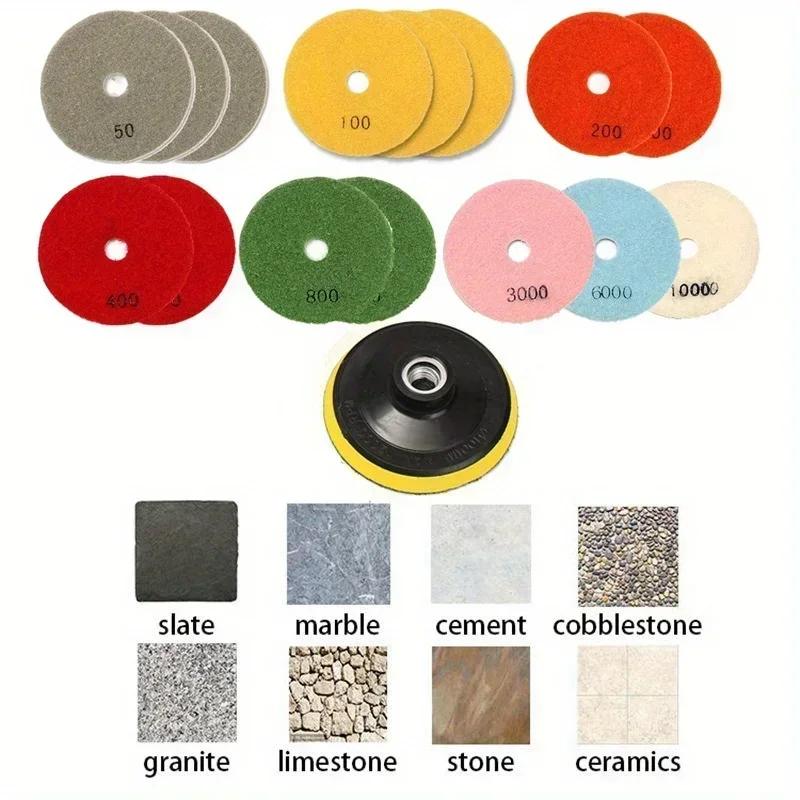 Ensemble de tampons de polissage 4 ", 100mm, 8 pièces, utilisation humide et sèche, pour granit, bét