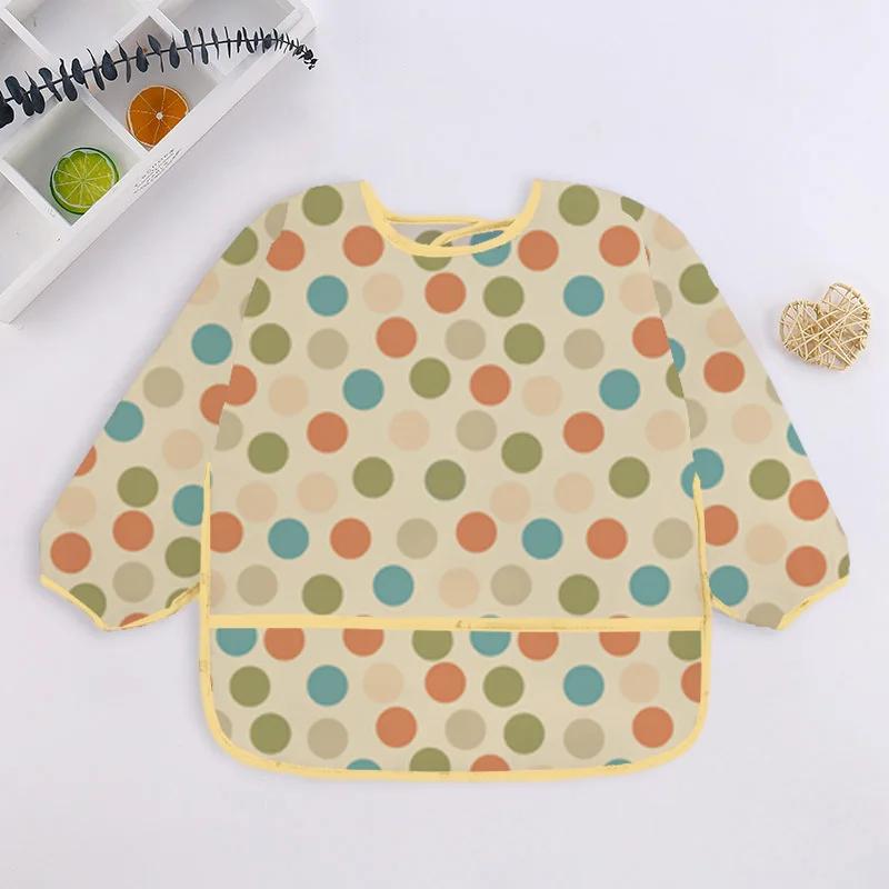 Bavoirs à manches longues pour bébé, tablier imperméable au Design de dessin animé coloré mignon pou