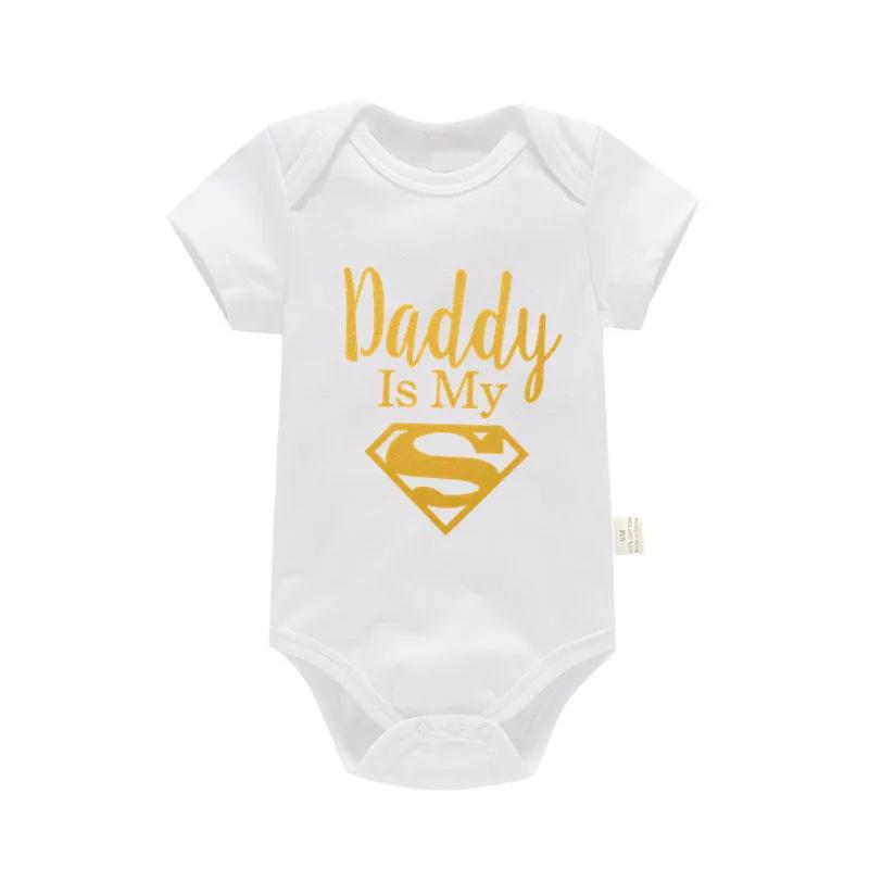 Barboteuse à manches courtes pour bébés garçons et filles, 100% coton, imprimé de lettres drôles, I
