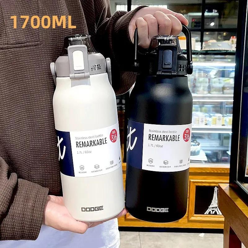 Gobelet Thermo bouteille grande capacité avec paille bouteille d'eau thermique en acier inoxydable t