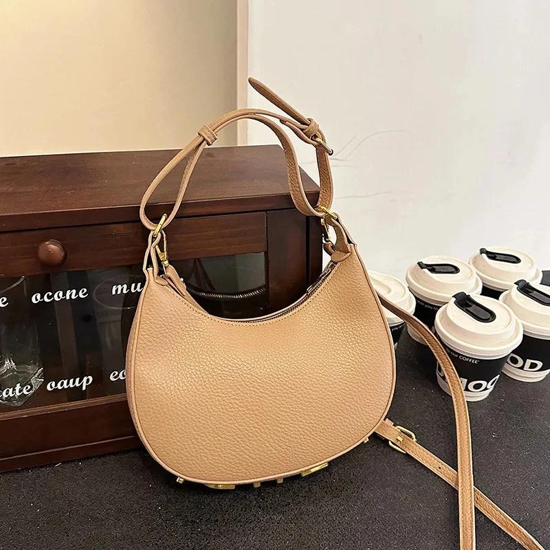 Sac hobo en cuir véritable pour femmes, sac à bandoulière élégant, sac à main de luxe pour le quotid