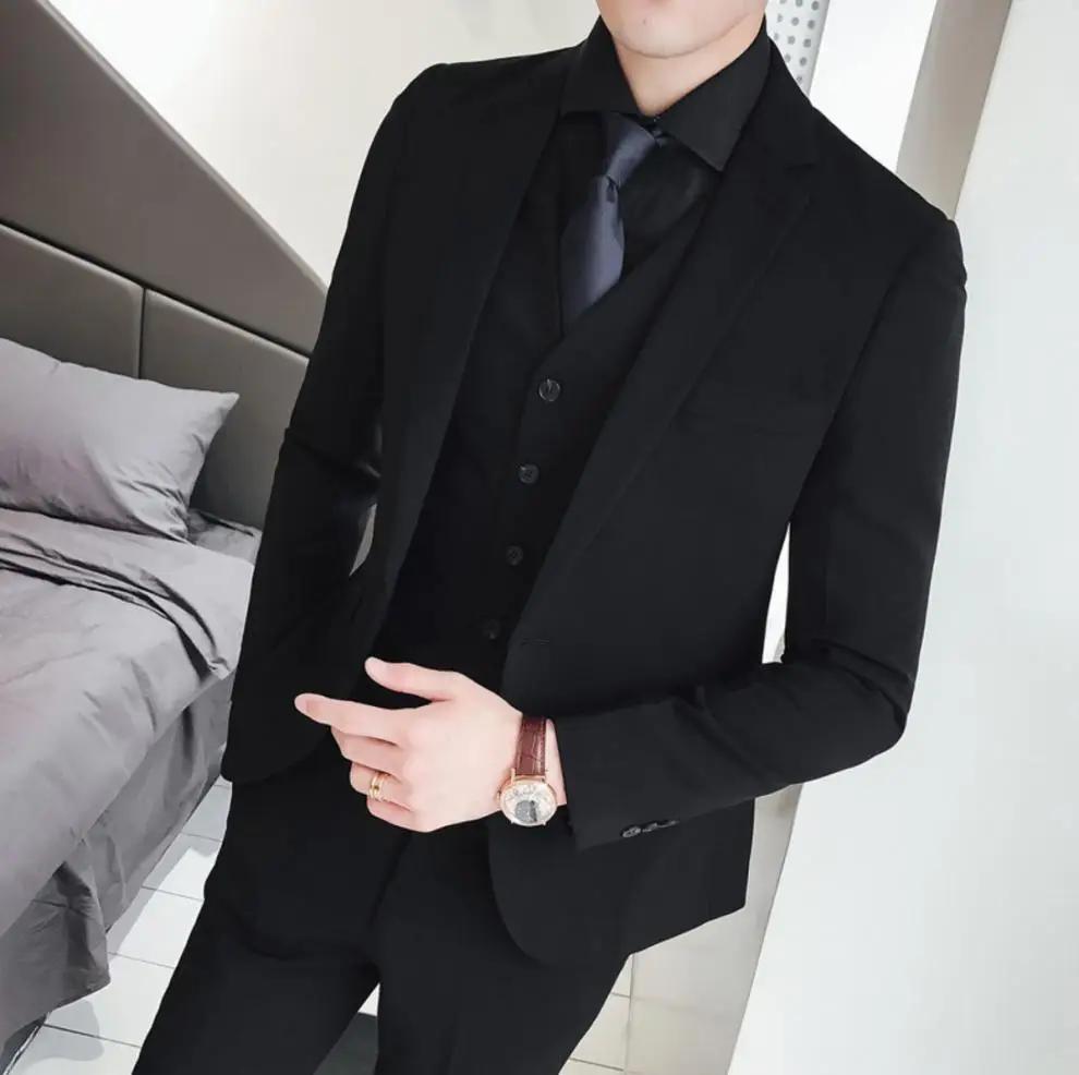 Nouveau Style costumes (Blazer + gilet + pantalon) hommes mode affaires mariage Gentleman complet en